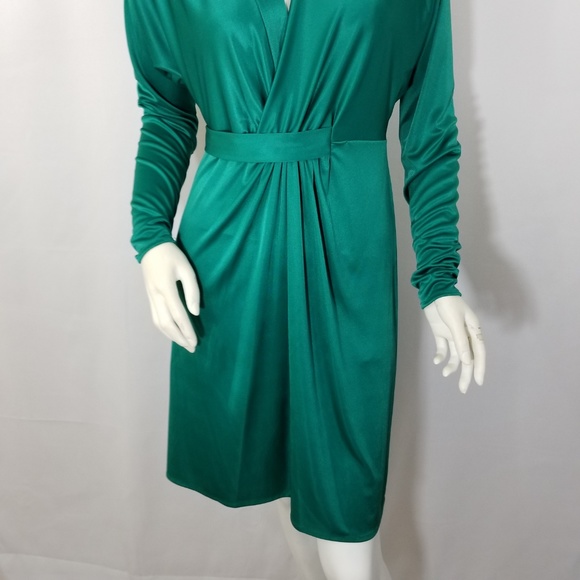 BCBGMaxAzria Emerald Green Wrap Dress V-Neck - Picture 4 of 8